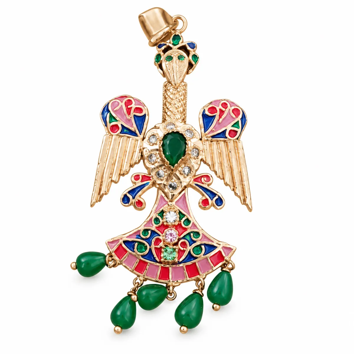Pendentif oiseau en or jaune — Khmissa & pendentifs, réf. EE-152, Essentiels Élégants Fès