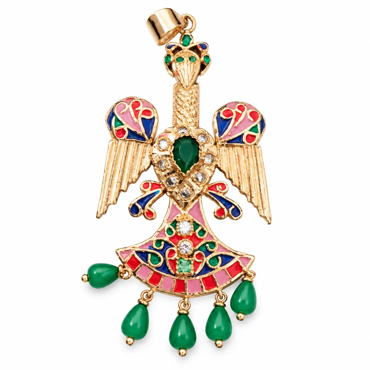 Pendentif oiseau en or jaune — Khmissa & pendentifs, réf. EE-248, Essentiels Élégants Fès