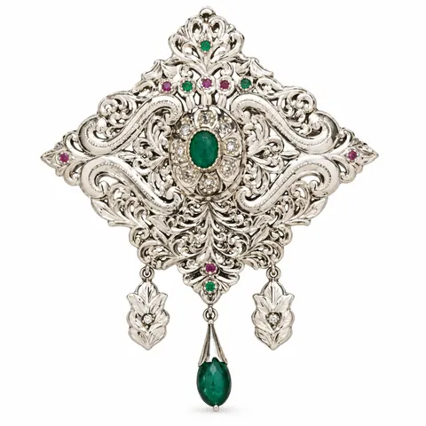 بروش · ذهب أبيض — البروشات والتزرزيت، المرجع EE-307، Essentiels Élégants فاس