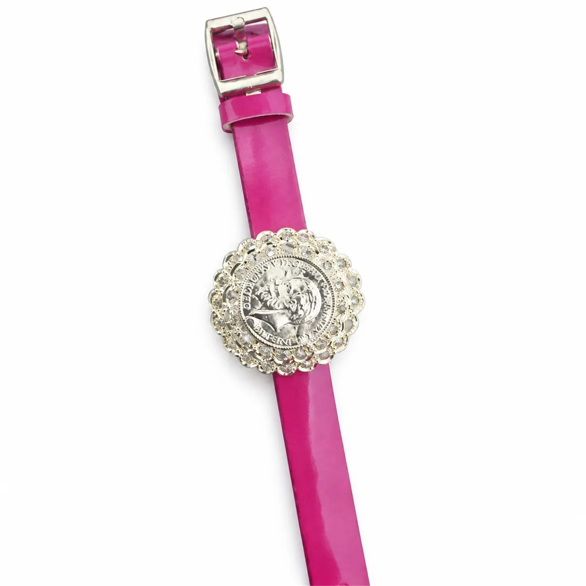 Bracelet cuir à pièce en or blanc — Bracelets, réf. EE-376, Essentiels Élégants Fès